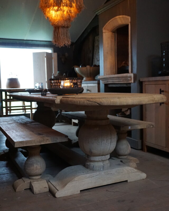 Rene Houtman Kloostertafel Oud Eiken Ovaal - Bolpoot - Kies Maat
