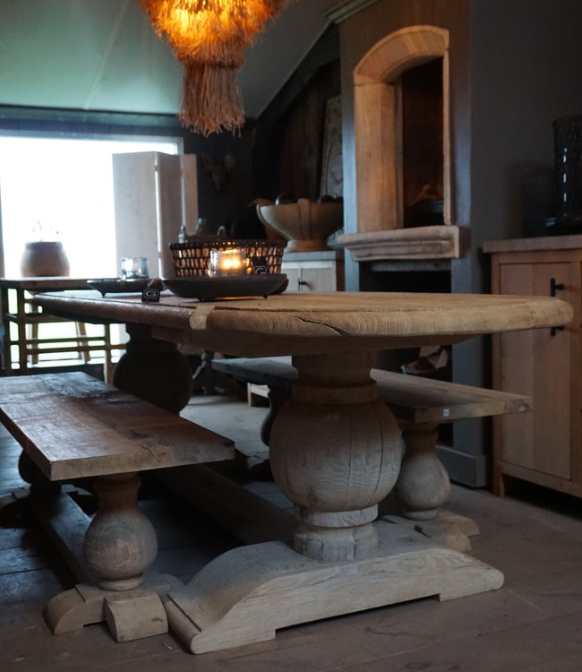Rene Houtman Kloostertafel Oud Eiken Ovaal - Bolpoot - Kies Maat