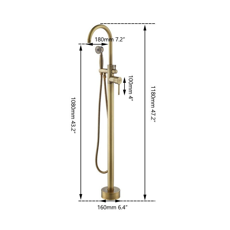 Rene Houtman Badkraan Brons Vrijstaand Met Handdouche L118 cm