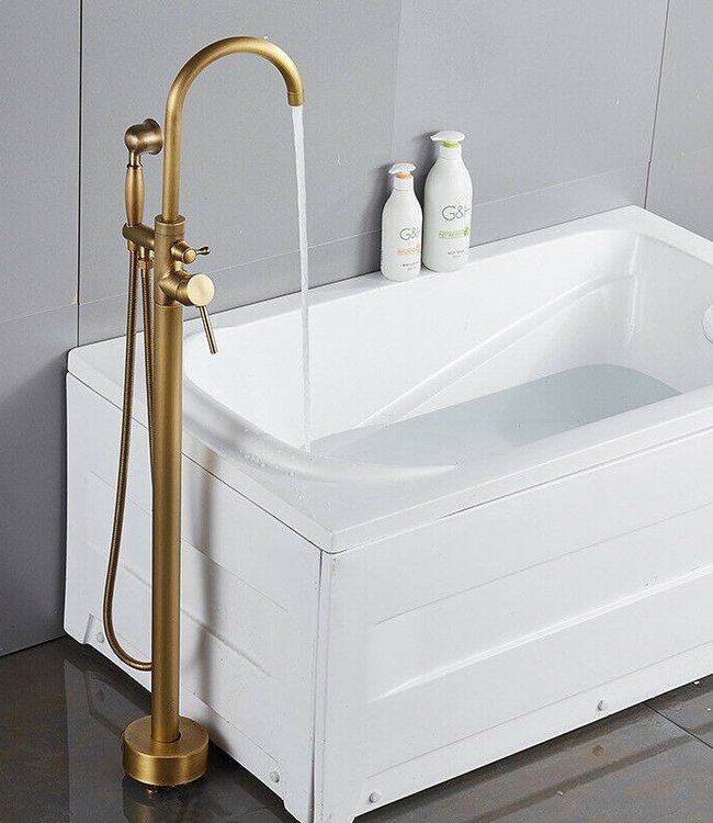 Rene Houtman Badkraan Brons Vrijstaand Met Handdouche L118 cm