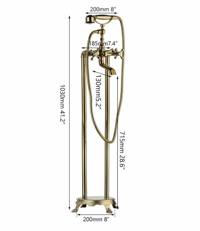 Rene Houtman Vrijstaande Gouden Badkraan - H105,5 cm