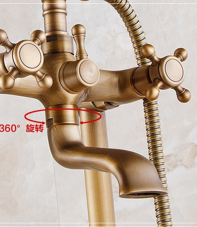 Rene Houtman Vrijstaande Bronzen Badkraan - Met Handdouche