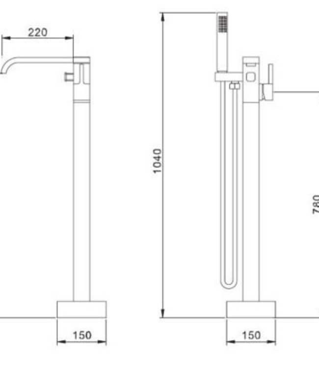 Rene Houtman Vrijstaande Gouden Badkraan - H104 cm