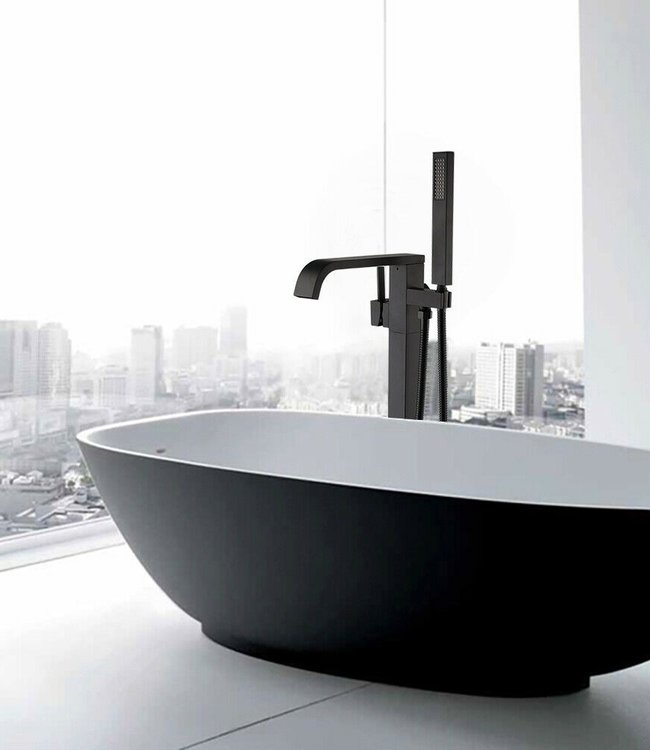 Rene Houtman Vrijstaande Zwarte Badkraan - Met Handdouche