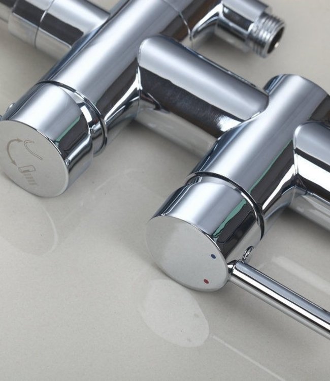 Rene Houtman Vrijstaande Chromen Badkraan - Met Handdouche