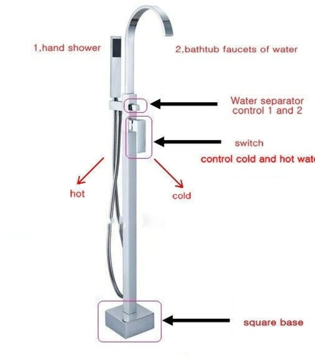 Rene Houtman Vrijstaande Badkraan - Chroom - Met Handdouche