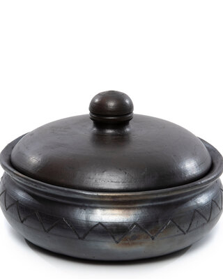 Bazar Bizar The Burned Curry Pot Met Patroon - Zwart - H14 cm