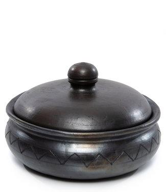 Bazar Bizar The Burned Curry Pot Met Patroon - Zwart - H14 cm