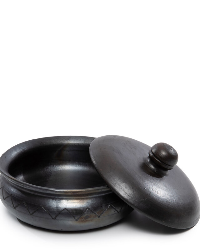 Bazar Bizar The Burned Curry Pot Met Patroon - Zwart - H14 cm