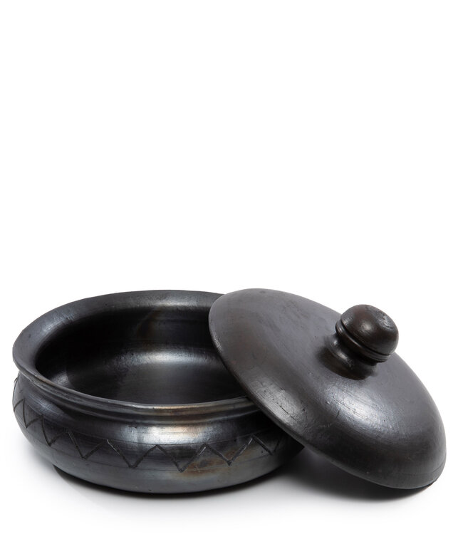Bazar Bizar The Burned Curry Pot Met Patroon - Zwart - H14 cm