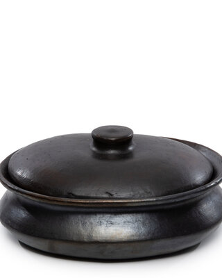 Bazar Bizar The Burned Oval Pot - Zwart - L26 x B22 x H11 cm