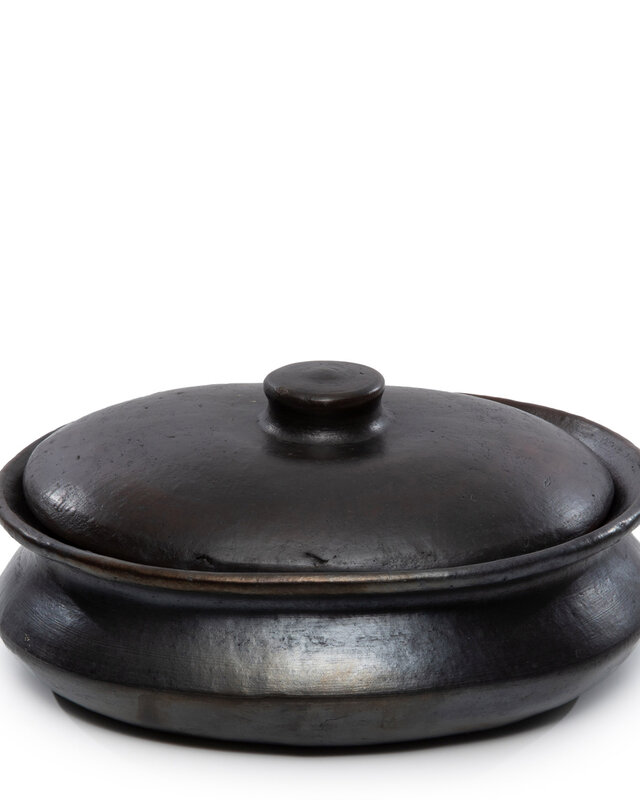 Bazar Bizar The Burned Oval Pot - Zwart - L26 x B22 x H11 cm