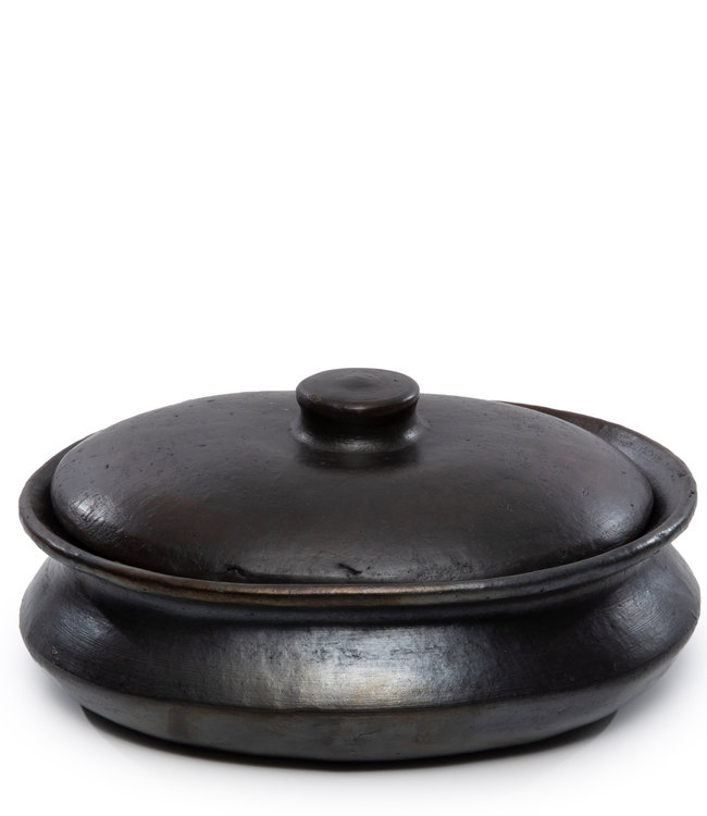 Bazar Bizar The Burned Oval Pot - Zwart - L26 x B22 x H11 cm