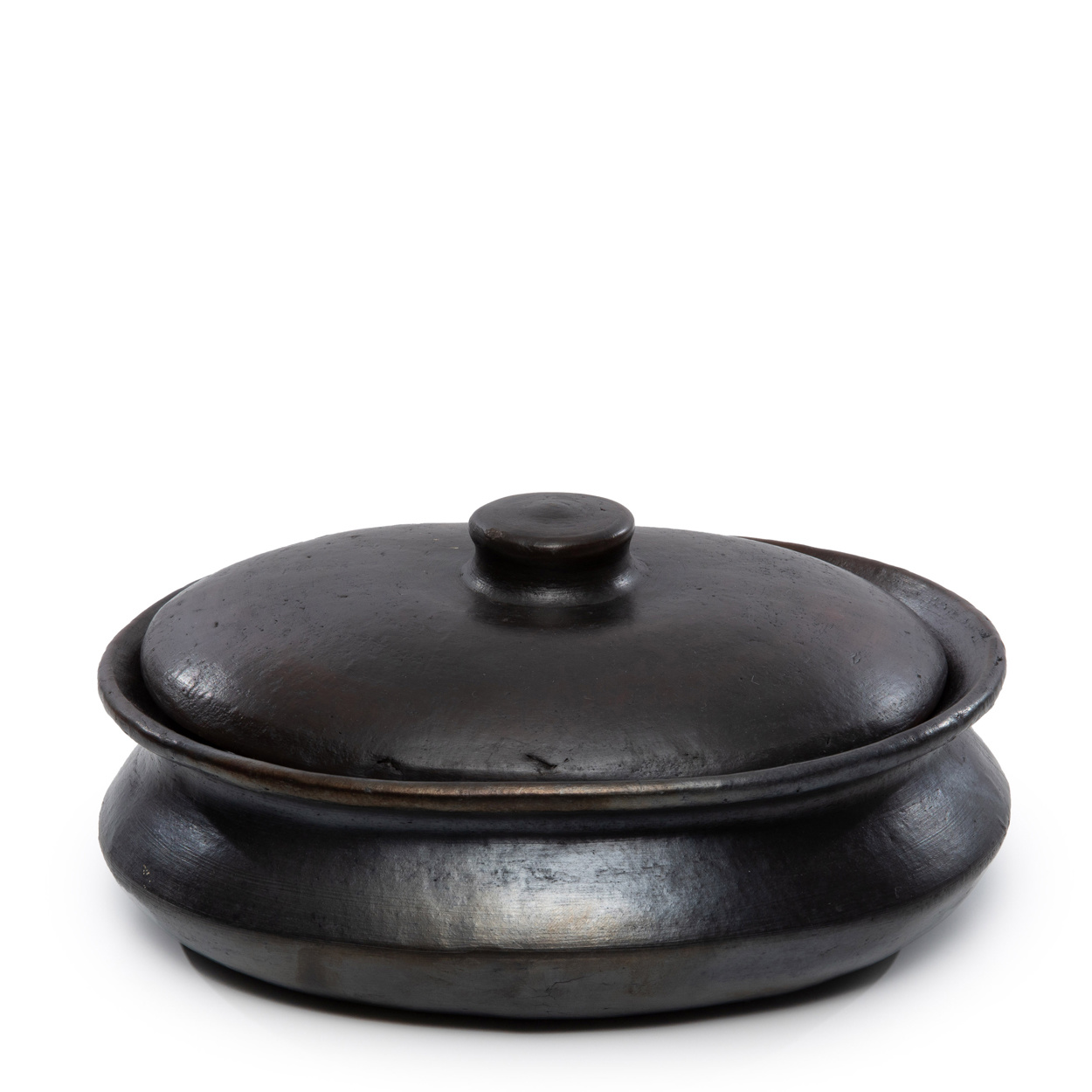 Bazar Bizar The Burned Oval Pot - Zwart - L26 x B22 x H11 cm