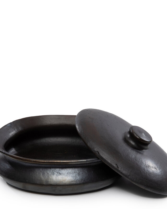 Bazar Bizar The Burned Oval Pot - Zwart - L26 x B22 x H11 cm