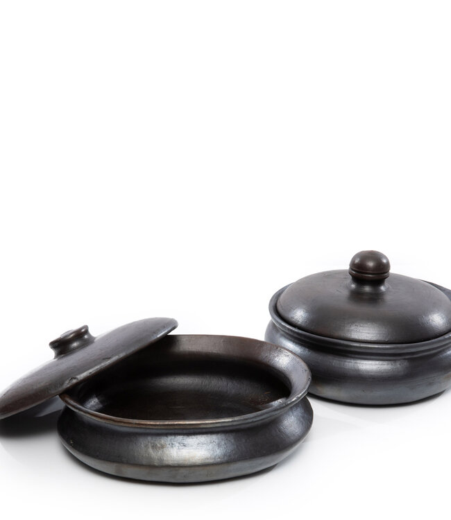 Bazar Bizar The Burned Oval Pot - Zwart - L26 x B22 x H11 cm