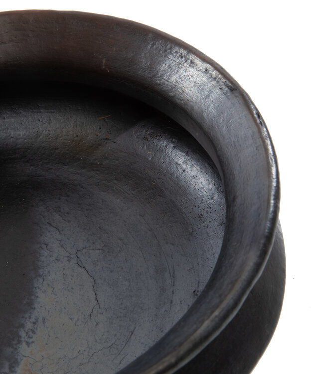 Bazar Bizar The Burned Oval Pot - Zwart - L26 x B22 x H11 cm