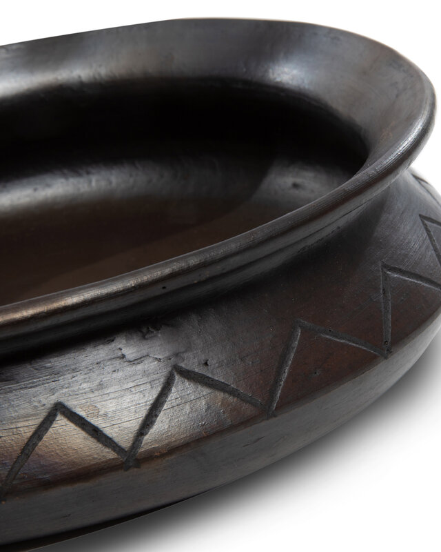Bazar Bizar The Burned Oval Pot met Patroon - Zwart - H11 cm