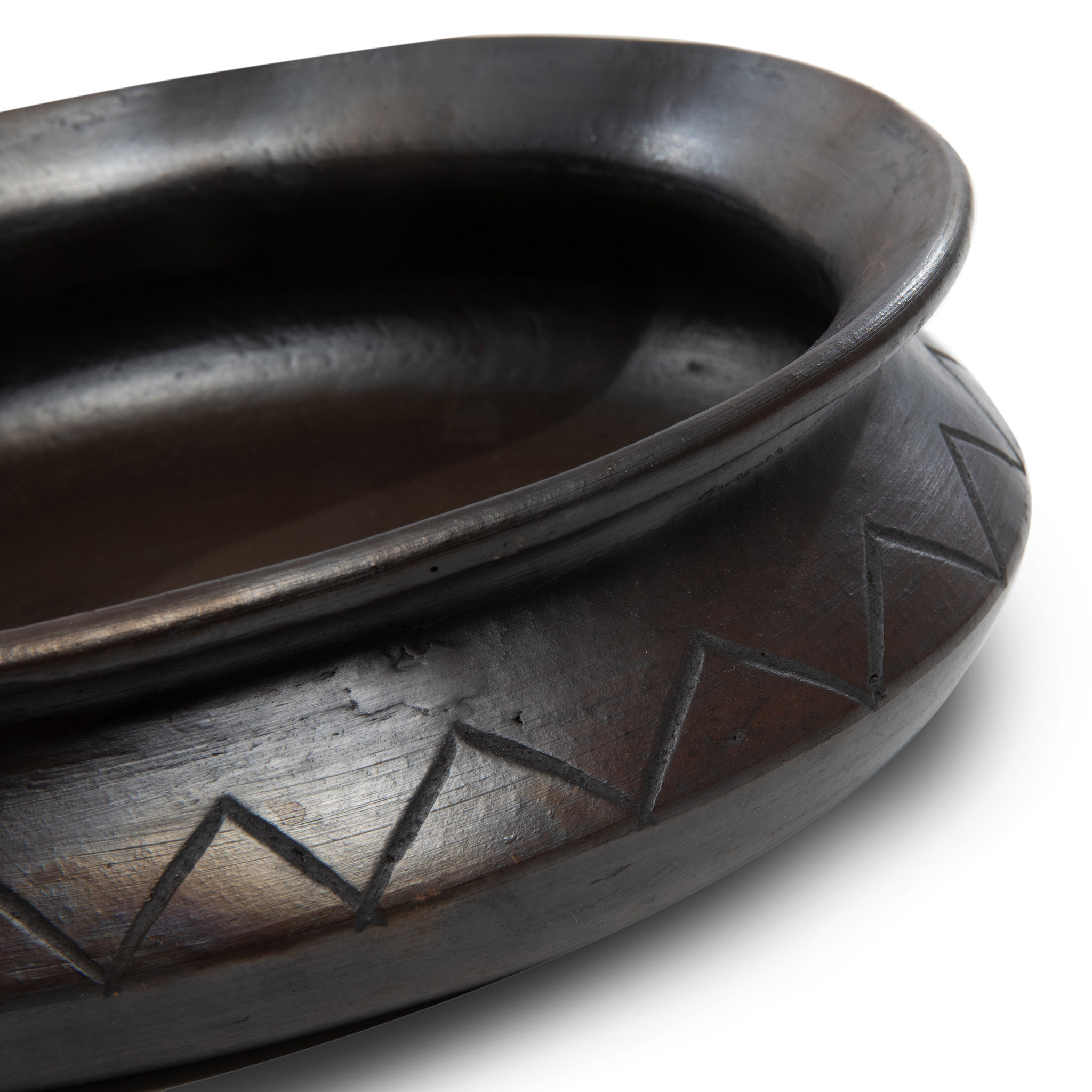 Bazar Bizar The Burned Oval Pot met Patroon - Zwart - H11 cm