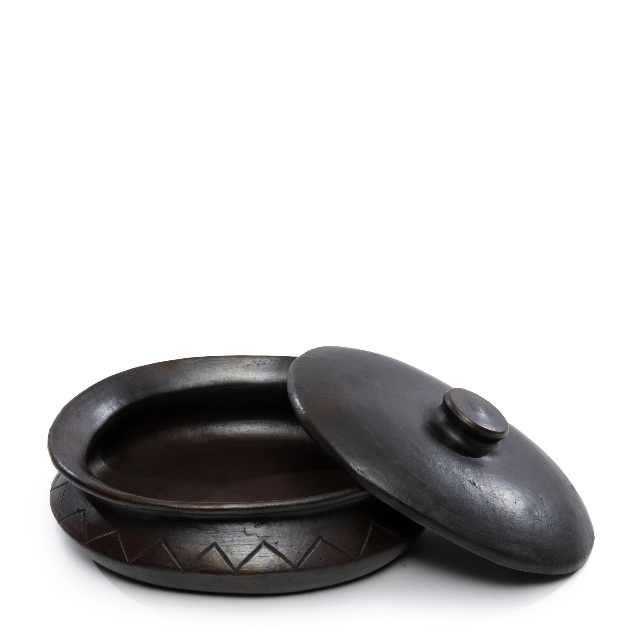 Bazar Bizar The Burned Oval Pot met Patroon - Zwart - H11 cm