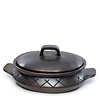 The Burned Oval Pot met Patroon en Handgrepen - Zwart - H13 cm