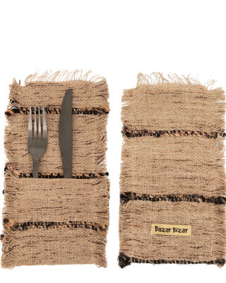 Bazar Bizar The Oh My Gee Bestekhouder - Beige Zwart - Set van 4