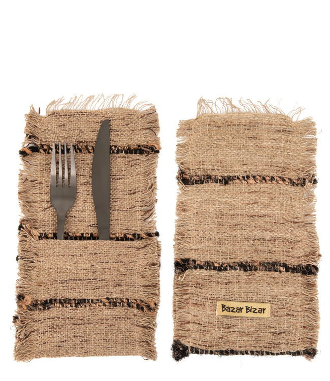 Bazar Bizar The Oh My Gee Bestekhouder - Beige Zwart - Set van 4