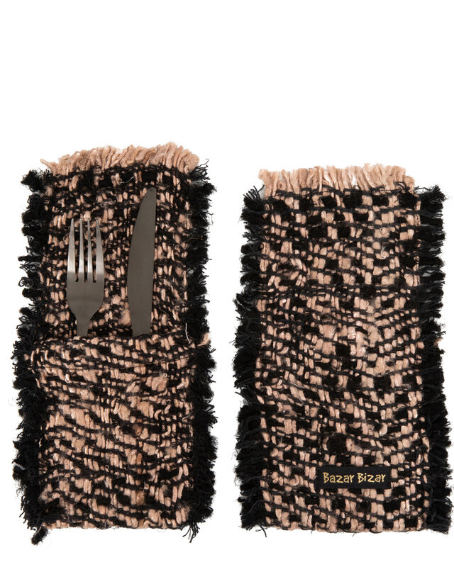 Bazar Bizar The Oh My Gee Bestekhouder - Zwart Koper - Set van 4