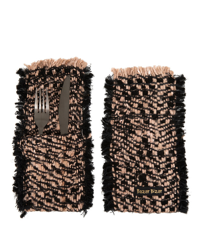 Bazar Bizar The Oh My Gee Bestekhouder - Zwart Koper - Set van 4