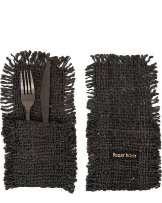 Bazar Bizar The Oh My Gee Bestekhouder - Zwart Navy - Set van 4