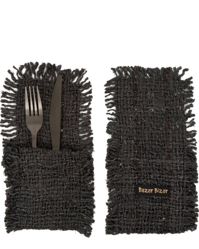Bazar Bizar The Oh My Gee Bestekhouder - Zwart Navy - Set van 4