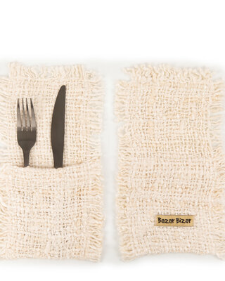 Bazar Bizar The Oh My Gee Bestekhouder - Crème - Set van 4