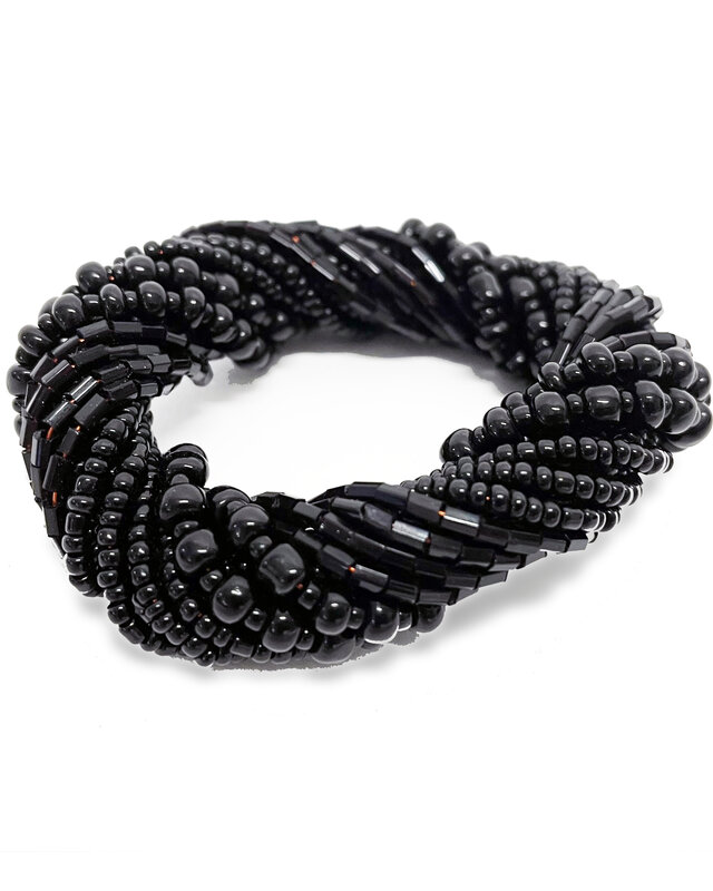 Bazar Bizar The Beaded Servetringen - Zwart - Set van 4