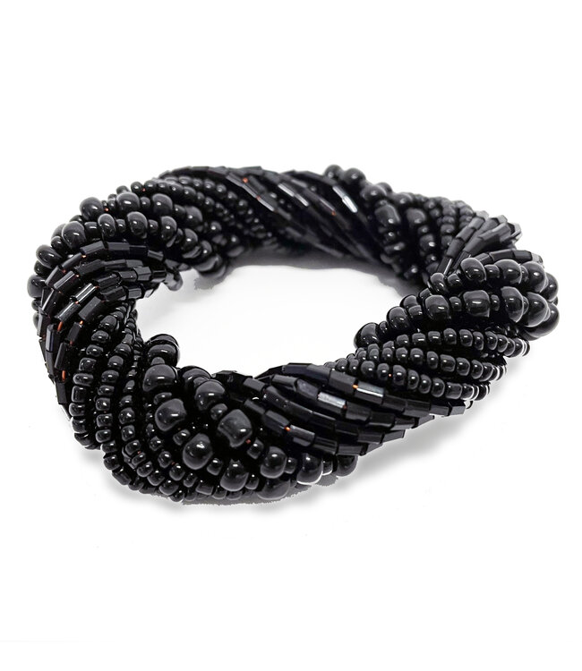 Bazar Bizar The Beaded Servetringen - Zwart - Set van 4