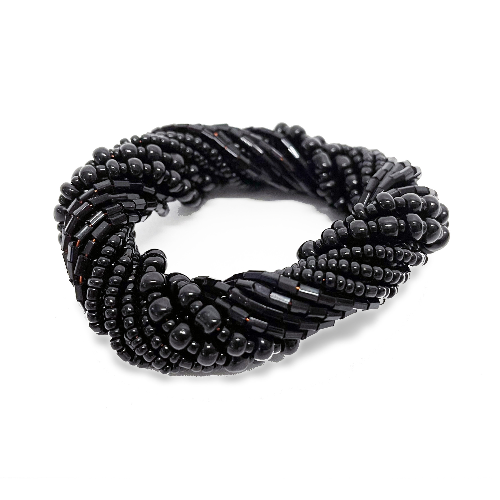 Bazar Bizar The Beaded Servetringen - Zwart - Set van 4