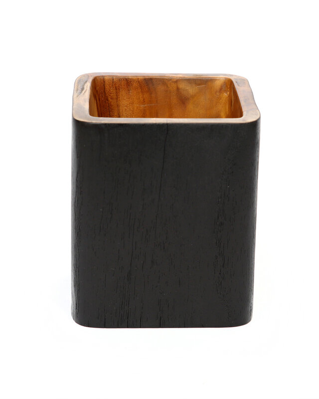 Bazar Bizar The Bondi Vaas - Zwart & Naturel - L12 x B12 x H14 cm