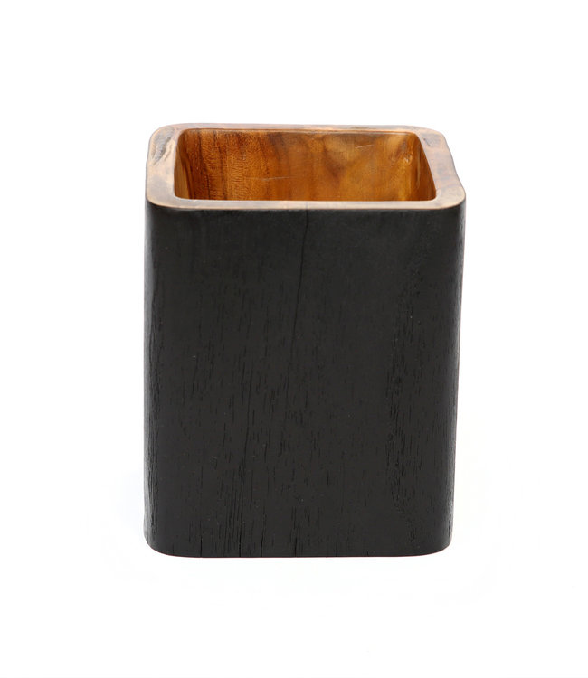 Bazar Bizar The Bondi Vaas - Zwart & Naturel - L12 x B12 x H14 cm