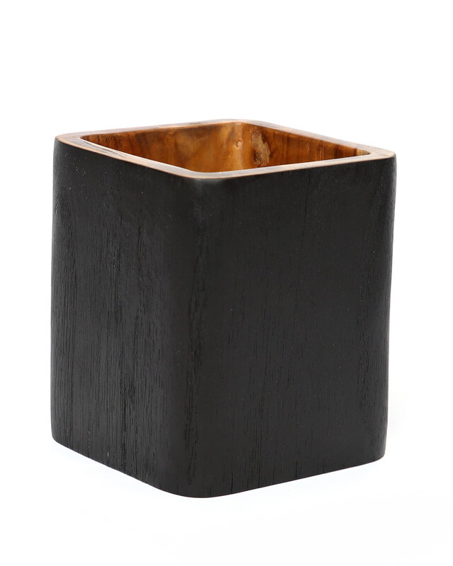 Bazar Bizar The Bondi Vaas - Zwart & Naturel - L12 x B12 x H14 cm