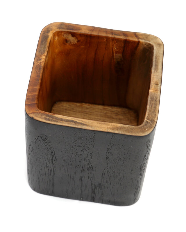 Bazar Bizar The Bondi Vaas - Zwart & Naturel - L12 x B12 x H14 cm