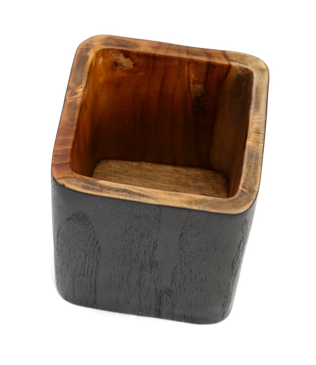 Bazar Bizar The Bondi Vaas - Zwart & Naturel - L12 x B12 x H14 cm