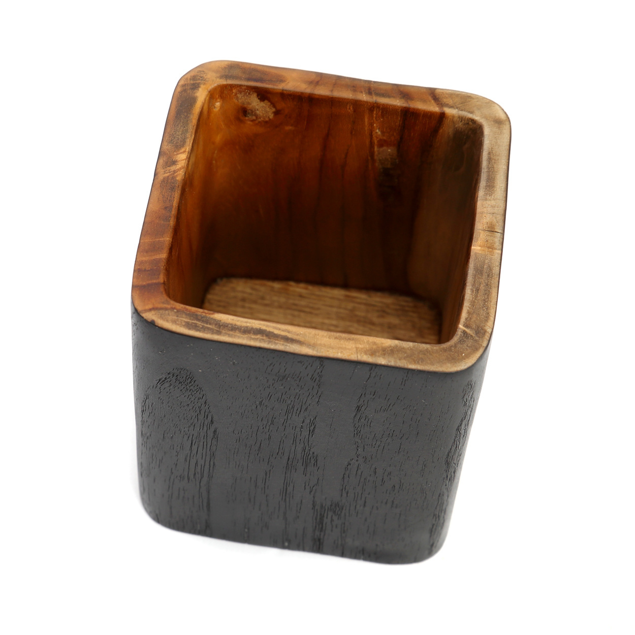 Bazar Bizar The Bondi Vaas - Zwart & Naturel - L12 x B12 x H14 cm