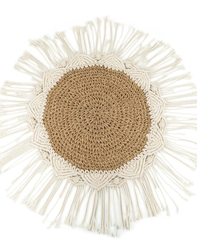 Bazar Bizar The Boho Middenstuk - Naturel & Wit - Dia 40 cm