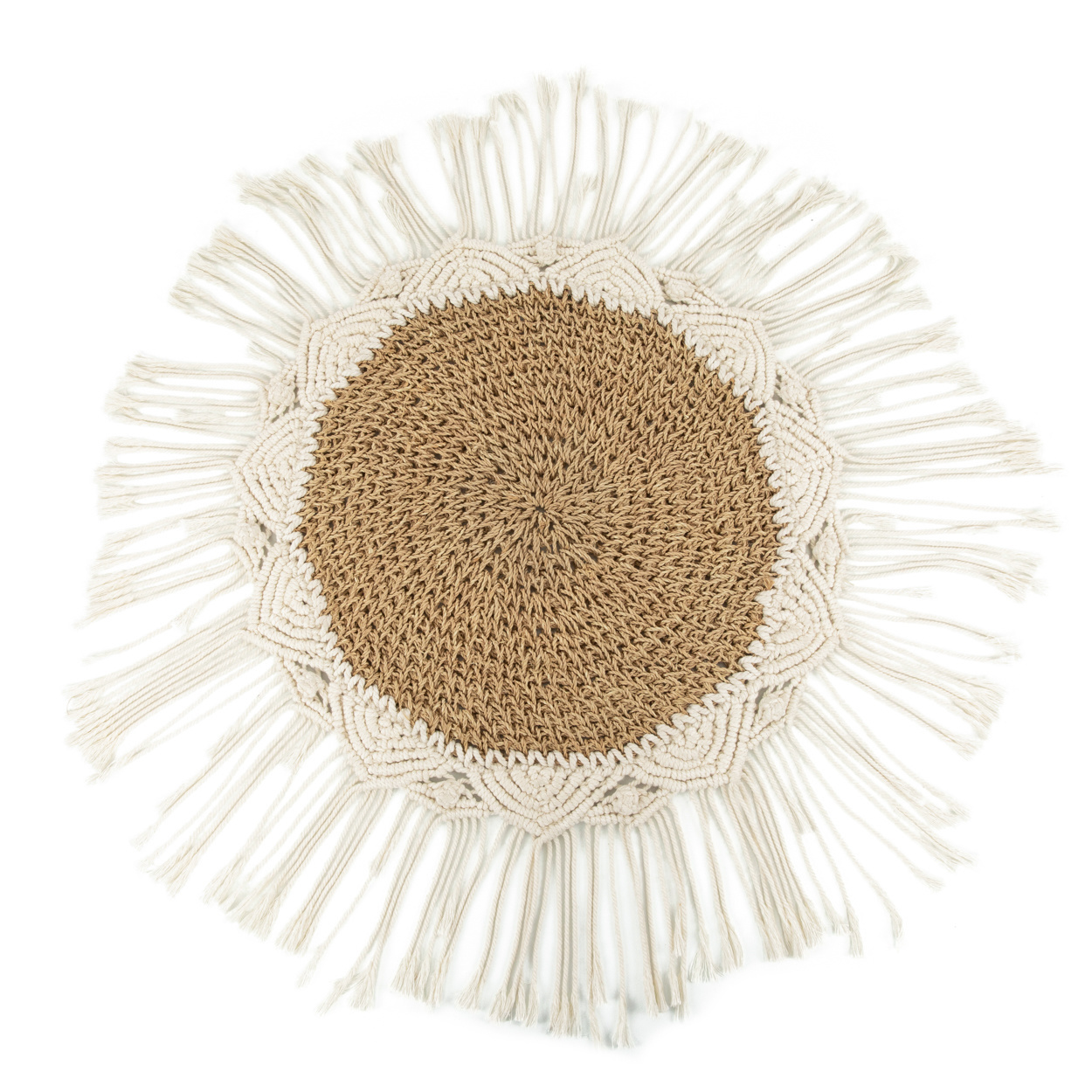 Bazar Bizar The Boho Middenstuk - Naturel & Wit - Dia 40 cm
