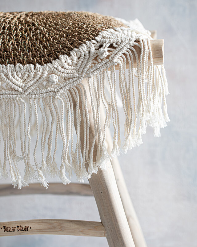 Bazar Bizar The Boho Middenstuk - Naturel & Wit - Dia 40 cm