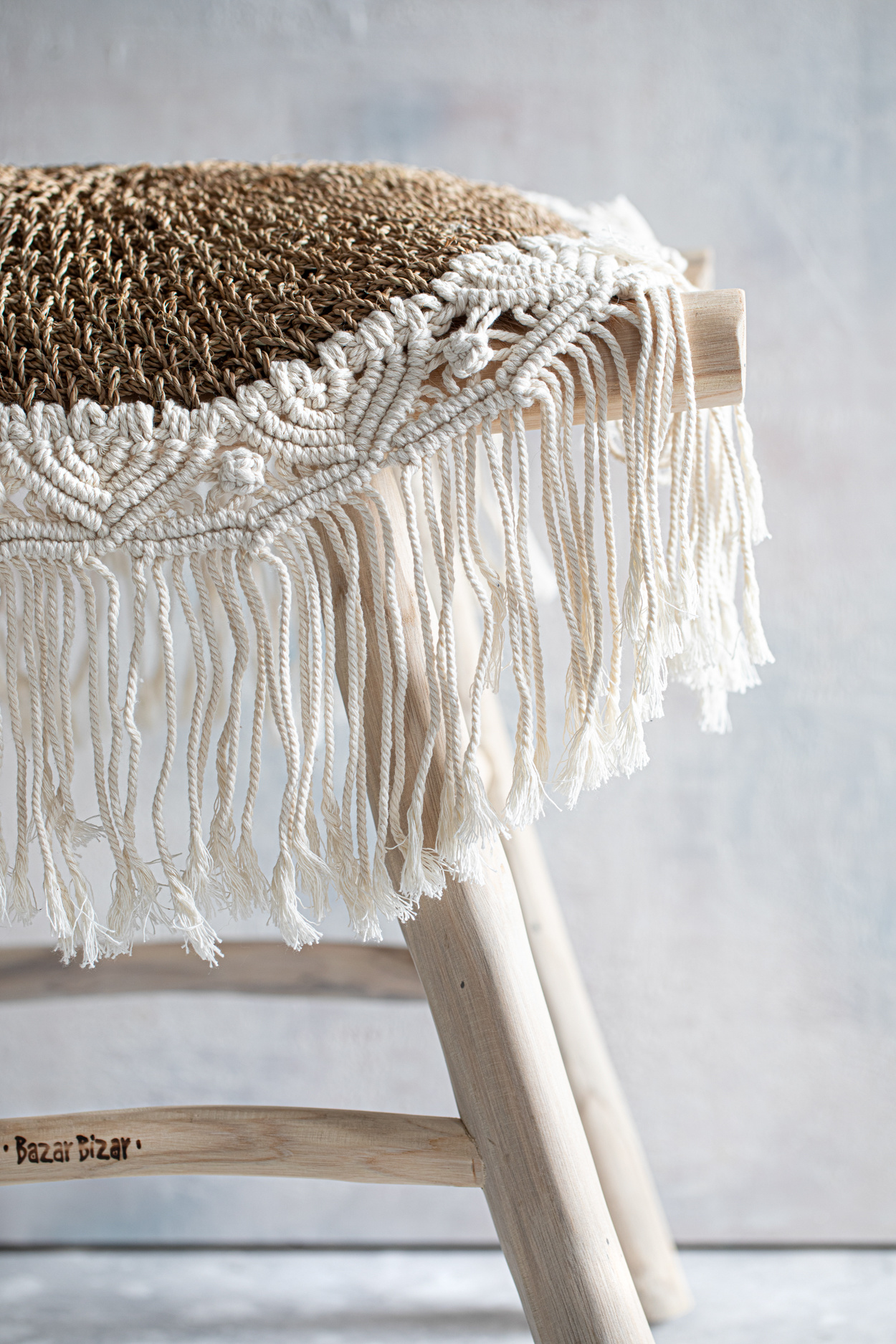 Bazar Bizar The Boho Middenstuk - Naturel & Wit - Dia 40 cm