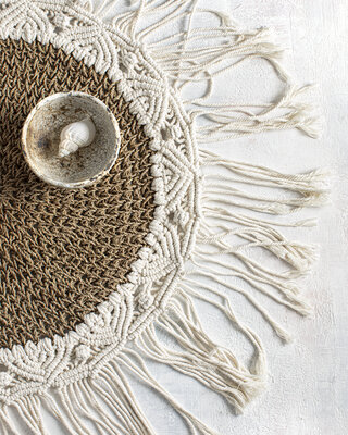 Bazar Bizar The Boho Middenstuk - Naturel & Wit - Dia 40 cm