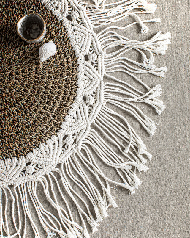 Bazar Bizar The Boho Middenstuk - Naturel & Wit - Dia 40 cm