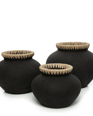 Bazar Bizar The Styly Vaas - Zwart & Naturel - Meerdere Maten