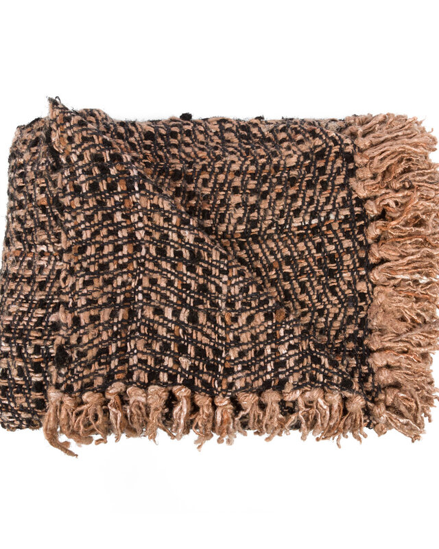 Bazar Bizar The S'il Vous Plaid - Zwart & Koper - L130 x B170 cm