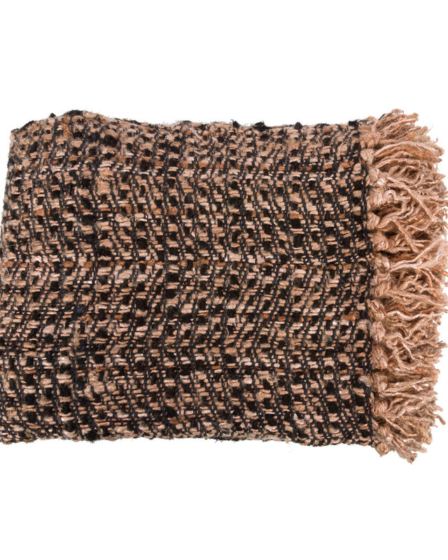 Bazar Bizar The S'il Vous Plaid - Zwart & Koper - L130 x B170 cm